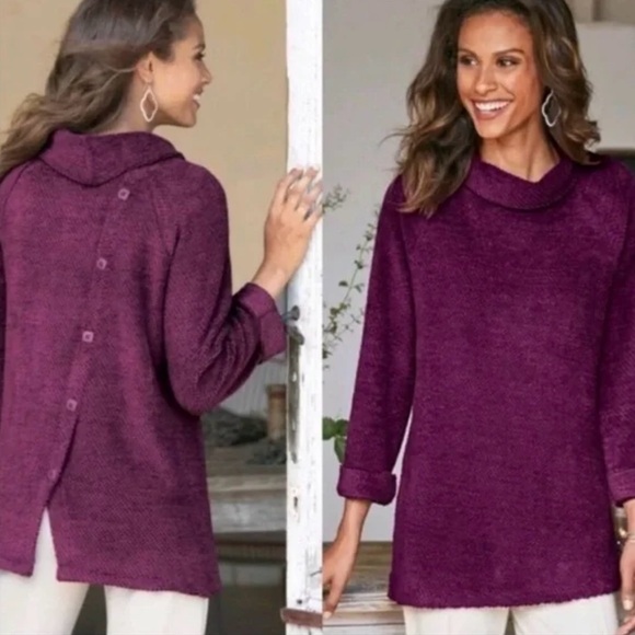 Soft Surroundings Sweaters - Soft Surroundings Chenille Sweater Women’s Purple Back Buttons